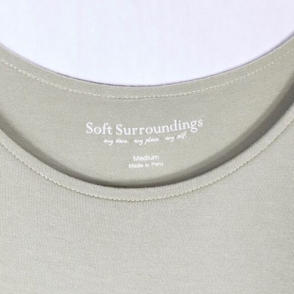 Soft Surroundings Medium‎ Tank Top Layered Split Back Light Green Knit Soft 1556 - Picture 7 of 8